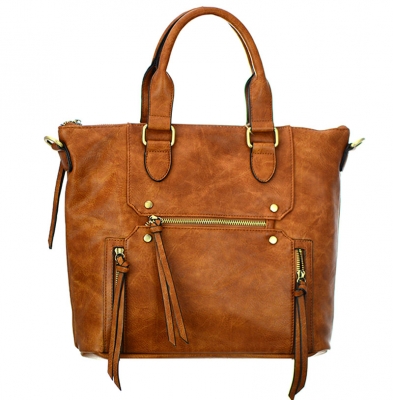 Faux Leather  Shoulder Hand Bag BGA3514 37804 Tan